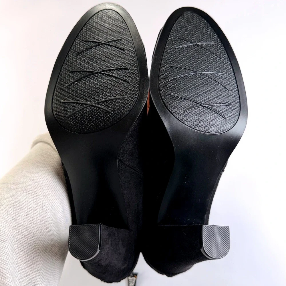 NEW Coach‎ and Four Odalis Boot Womens 7.5 Black Suede Ankle Bow Zipper Coquette